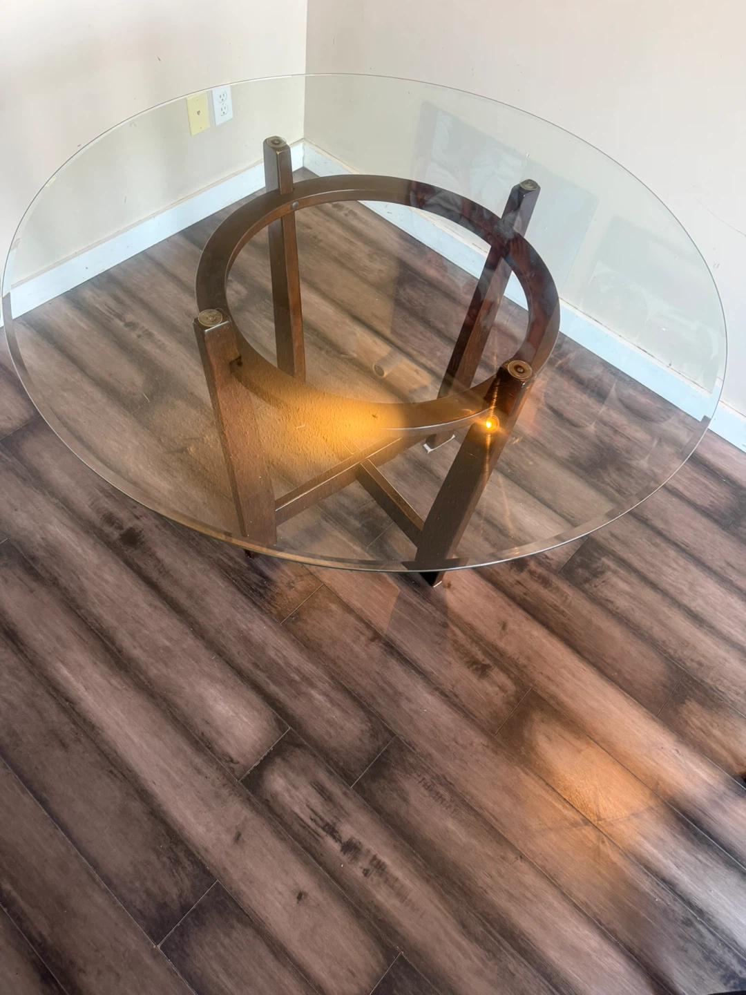 Glass Top Dining Table with Wooden Base - photo 2