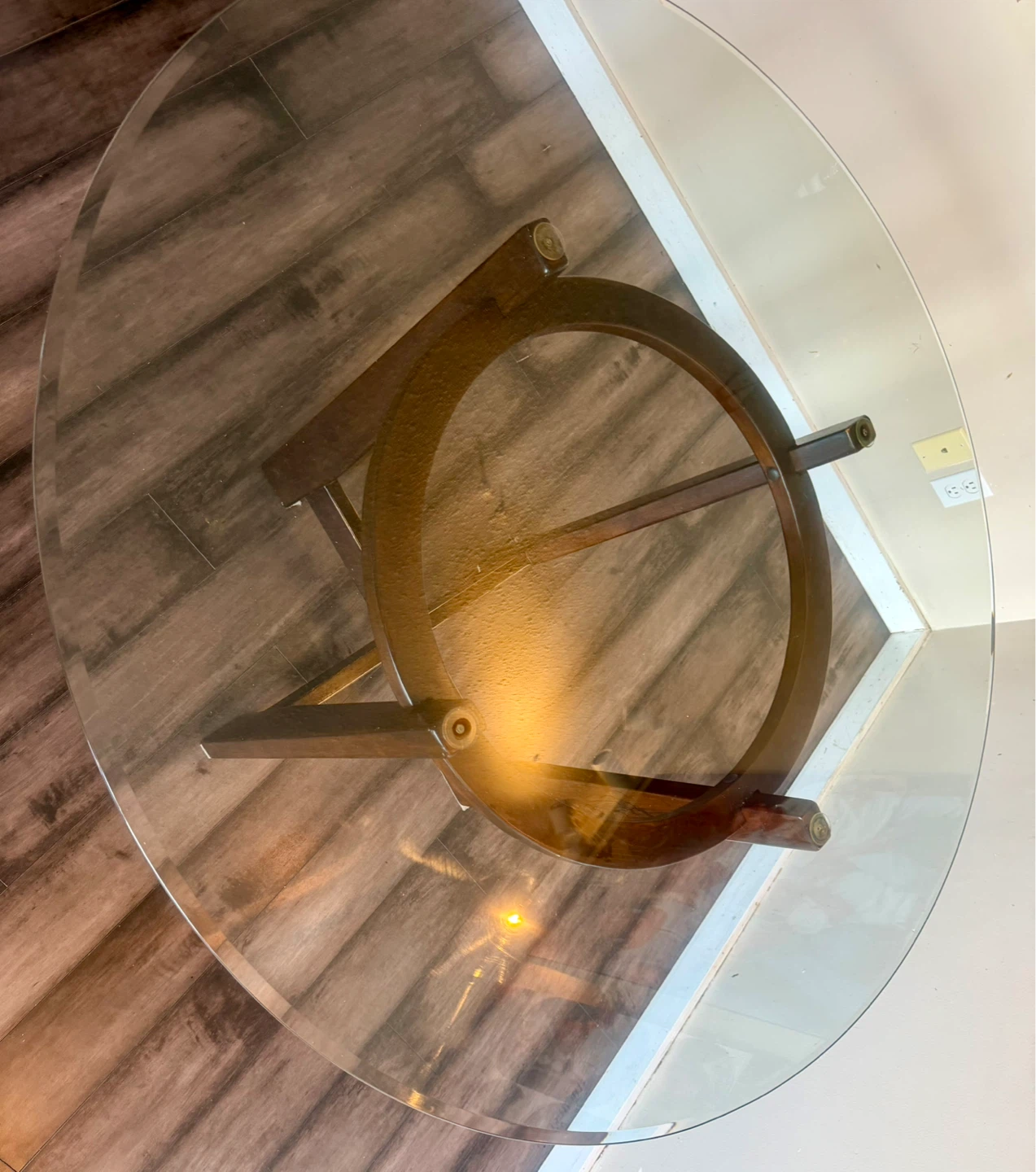 Glass Top Dining Table with Wooden Base - photo 3