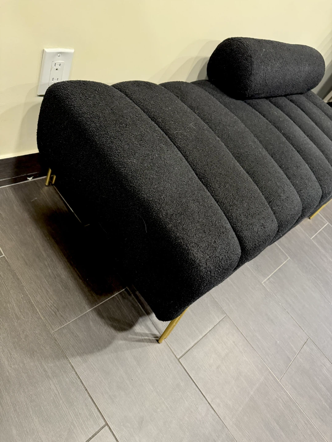 2 Black Channel Tufted Benches with Bolster Pillow - photo 2