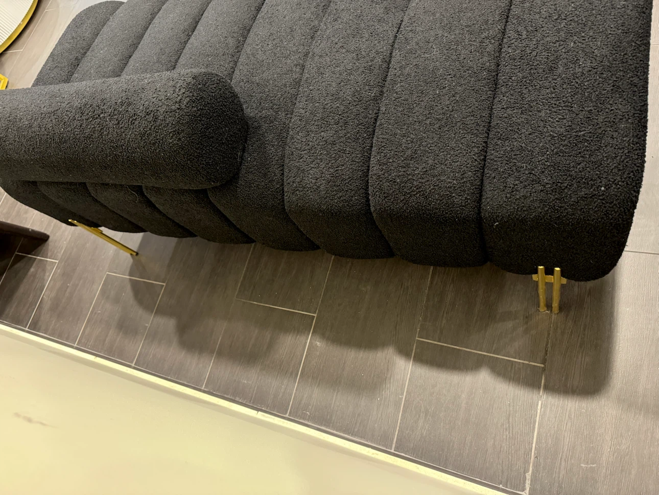 2 Black Channel Tufted Benches with Bolster Pillow - photo 4
