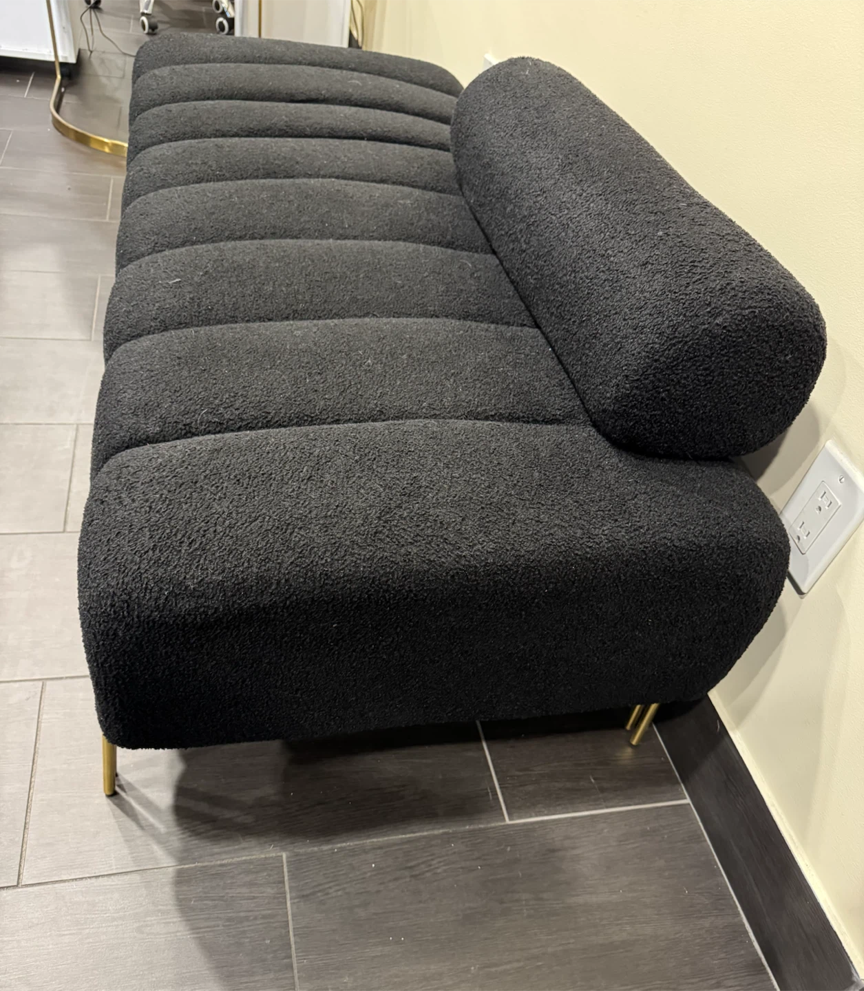 2 Black Channel Tufted Benches with Bolster Pillow - photo 5