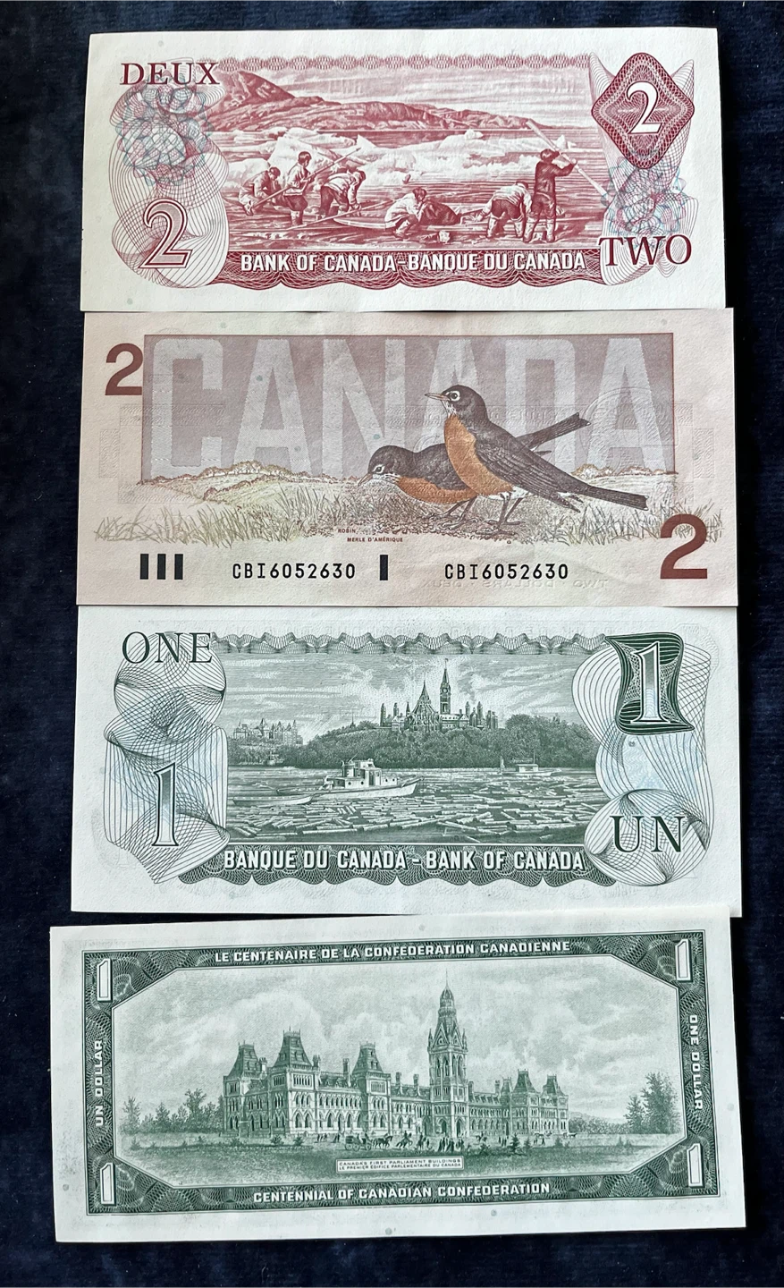 Vintage  Banknote Lot (1967–1986 $1 & $2 Notes) details below - photo 4
