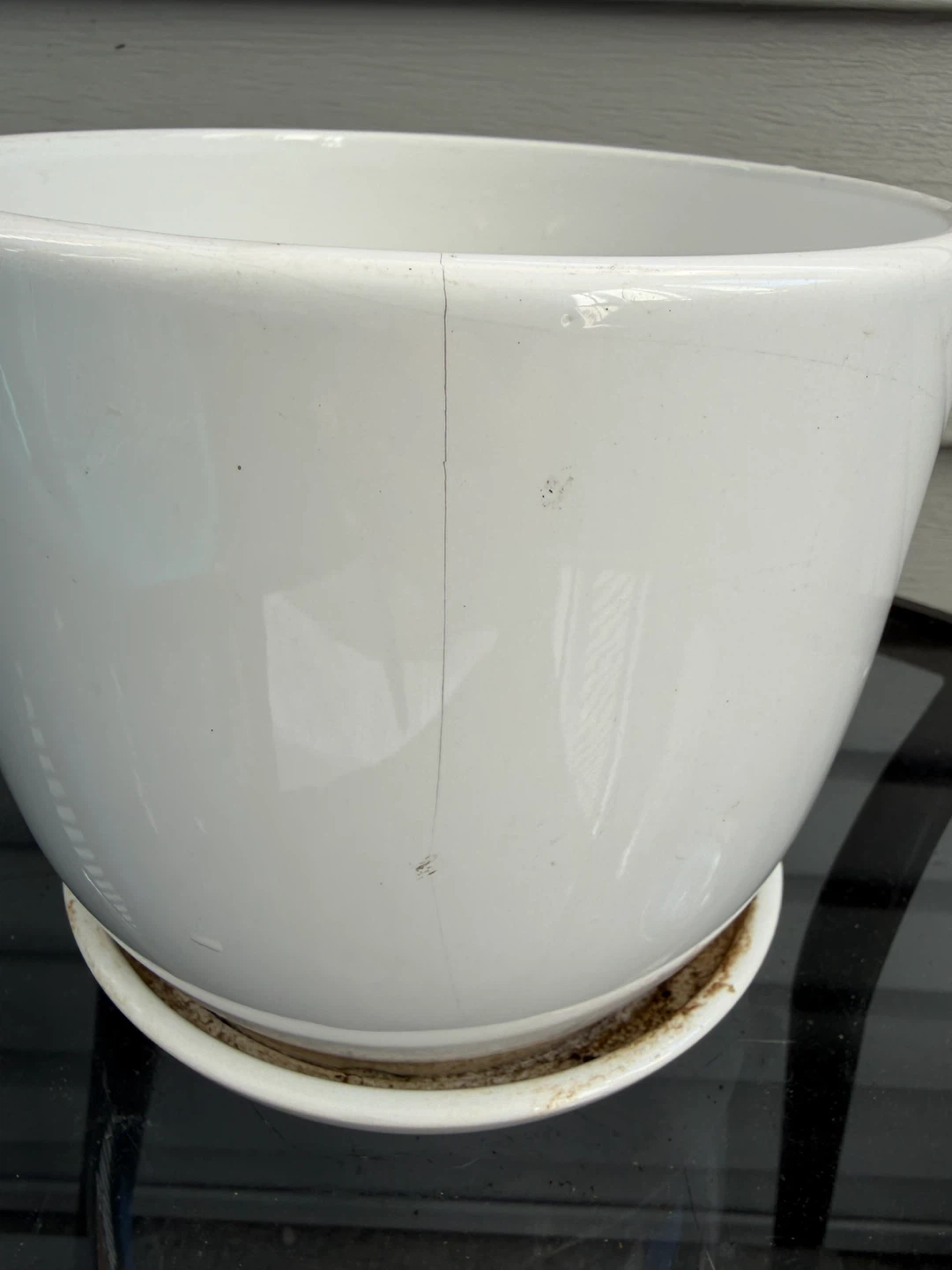 White Ceramic Planter with Saucer - photo 3