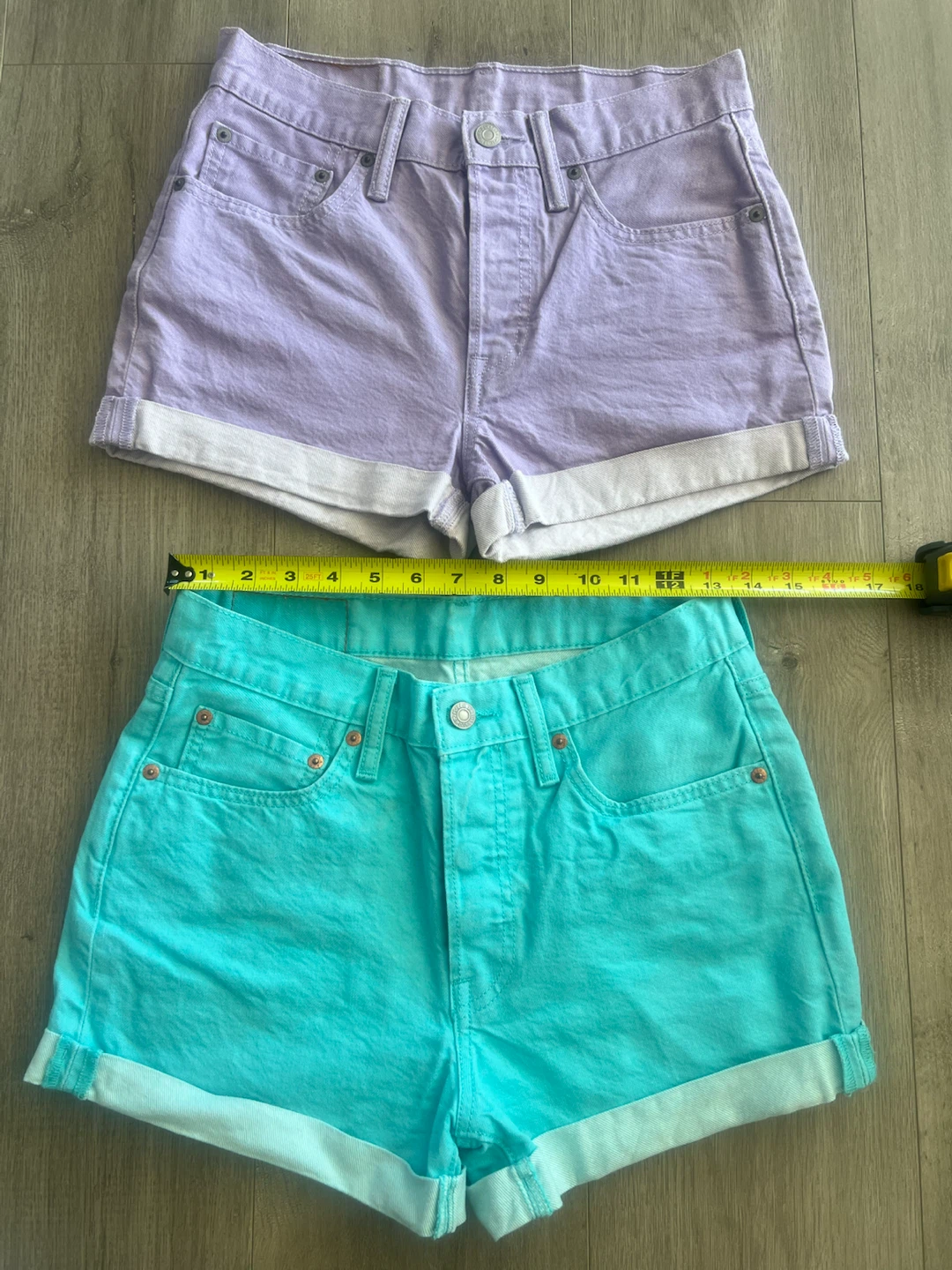 Levi's 501 Denim Shorts (2 Pairs) - Teal & Lavender - Size 27 - photo 3