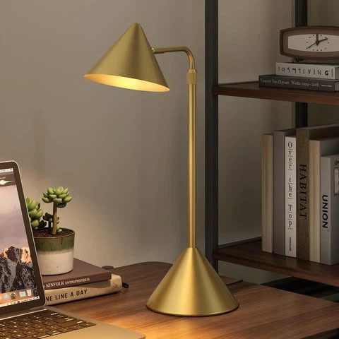Adjustable Brass Desk Lamp with Dimmer