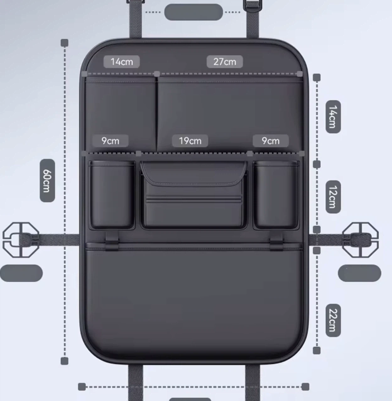 Black Car Seat Organizer with Multiple Pockets - photo 3