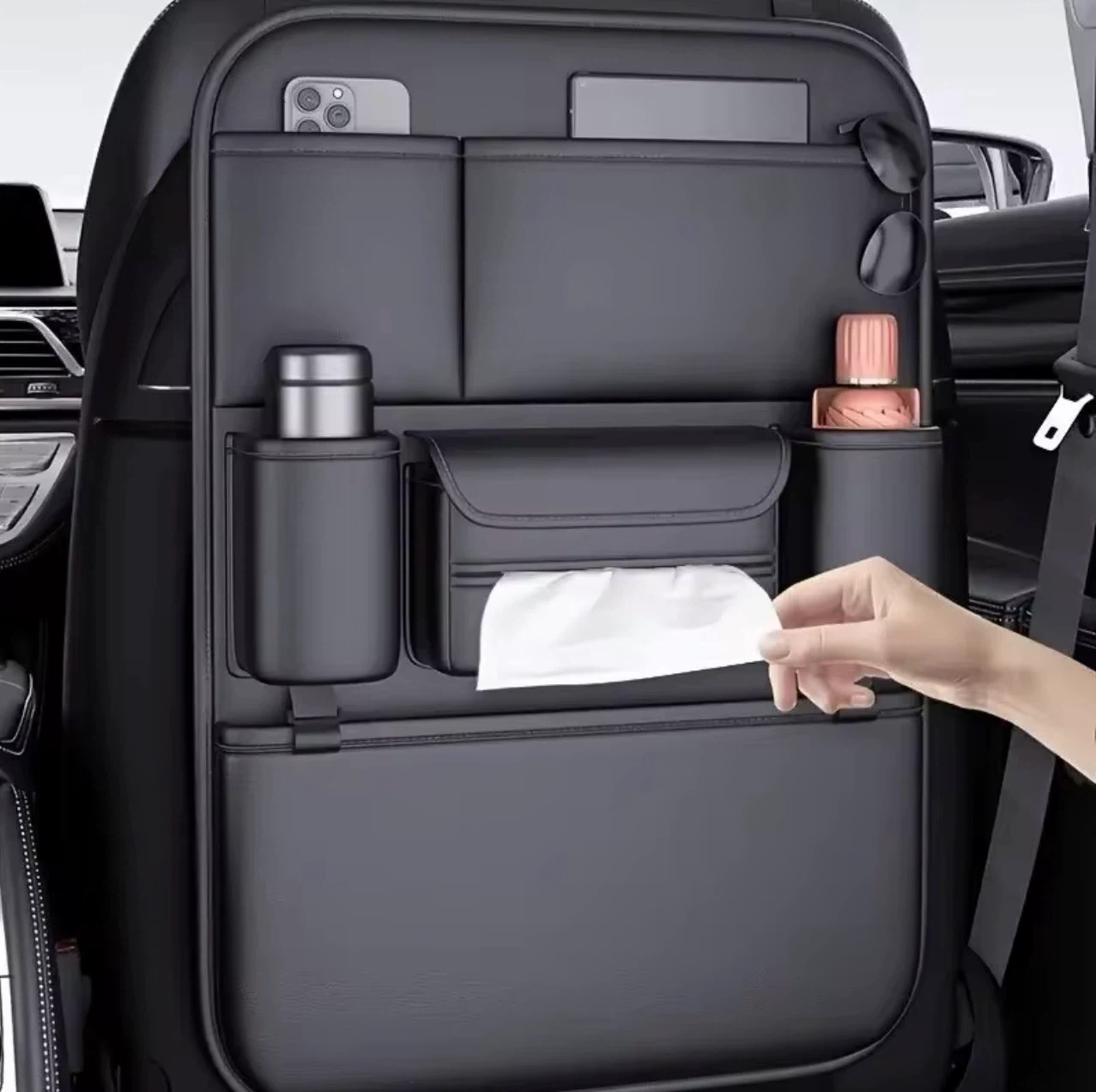 Black Car Seat Organizer with Multiple Pockets - photo 5