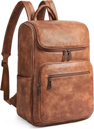 Brown Faux Leather Backpack