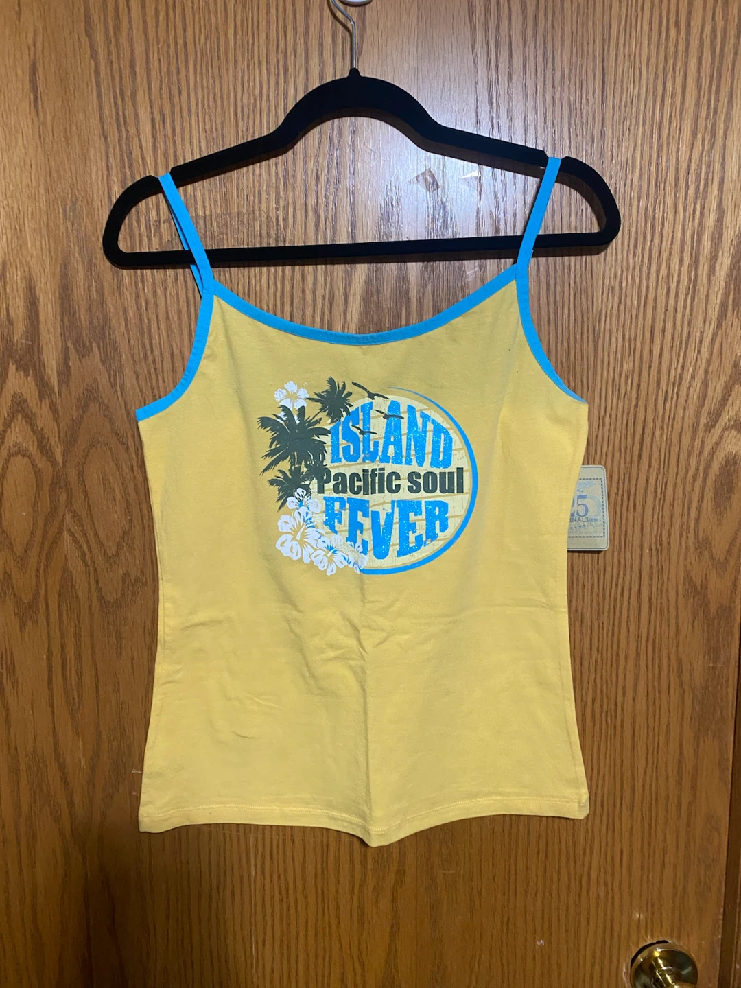 Yellow Tank Top with Blue Trim and Island Graphic - photo 2