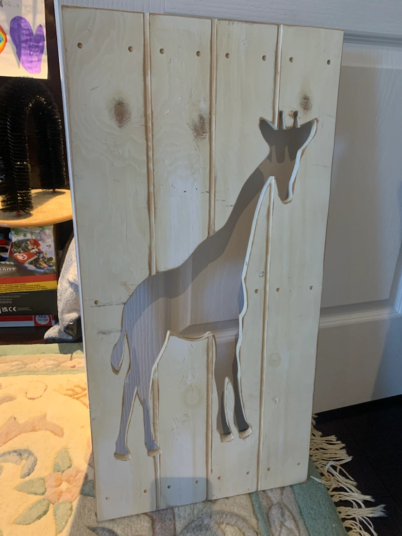 Giraffe Silhouette Wood Baby Wall Art