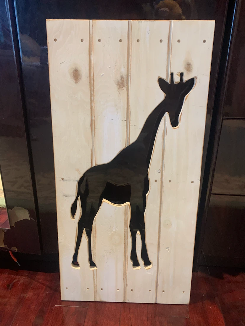 Giraffe Silhouette Wood Baby Wall Art - photo 2