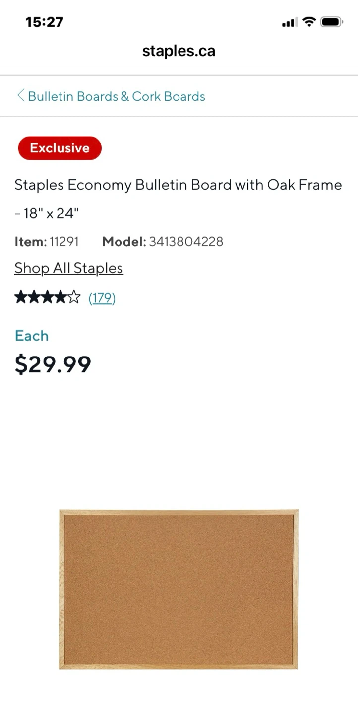 Staples cork Board - NEW