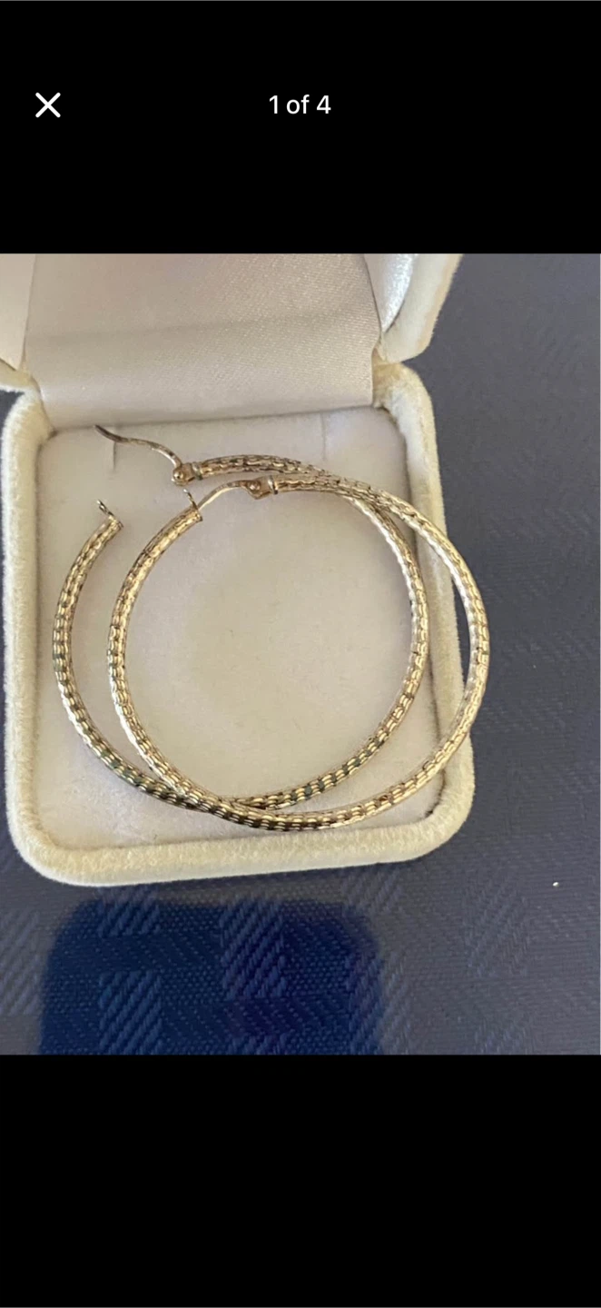 Textured Hoop Earrings 925 Silver - photo 4