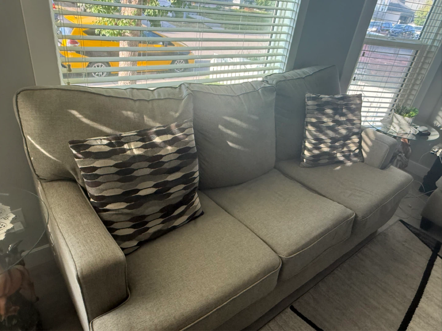 Grey Sofa with Decorative Pillows