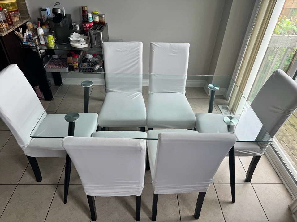 Glass Top Dining Table with 6 Chairs - photo 2