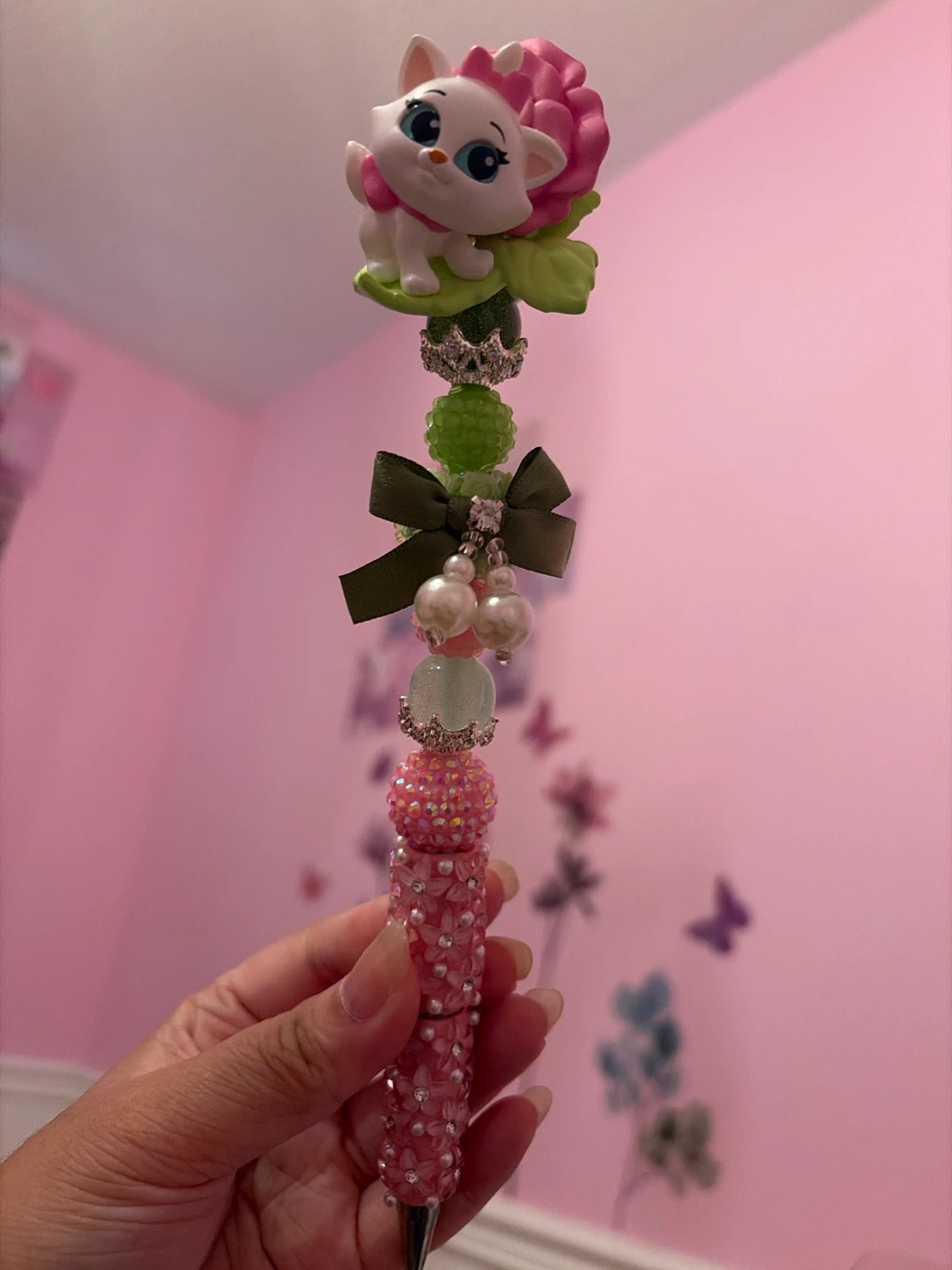 Marie Cat Themed Rhinestone Pen