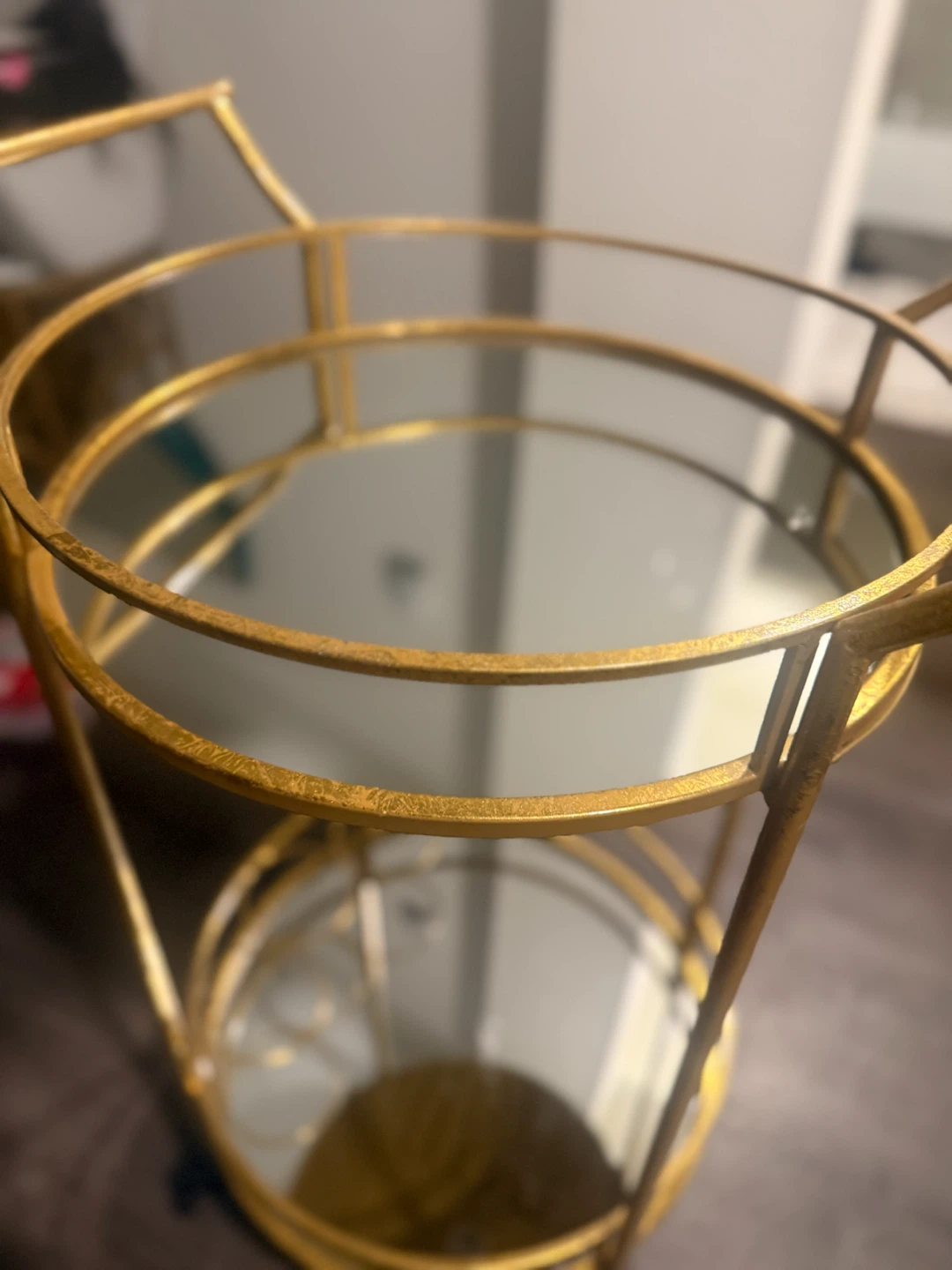 Gold Bar Cart with Mirrored Shelves