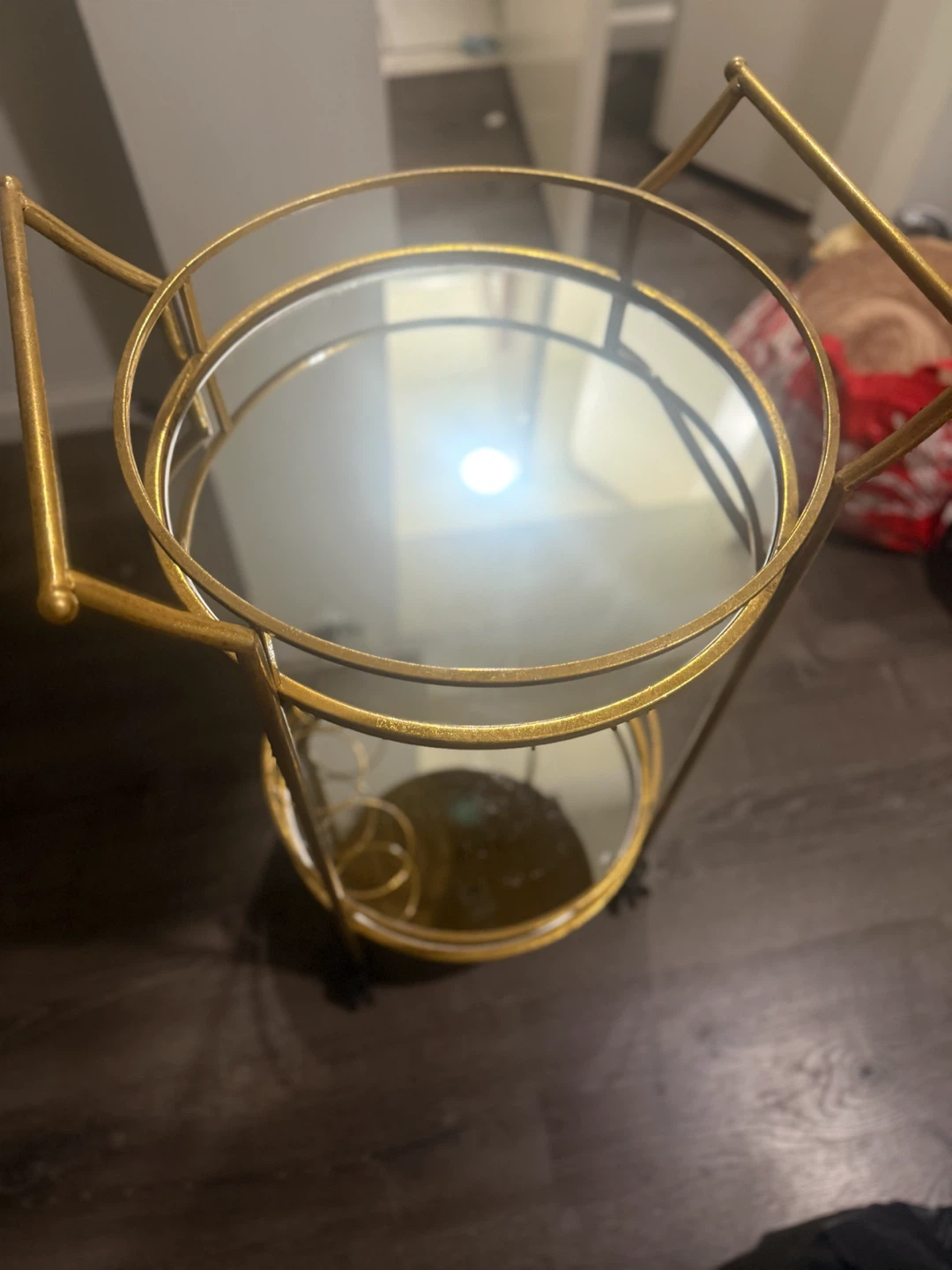 Gold Bar Cart with Mirrored Shelves - photo 2