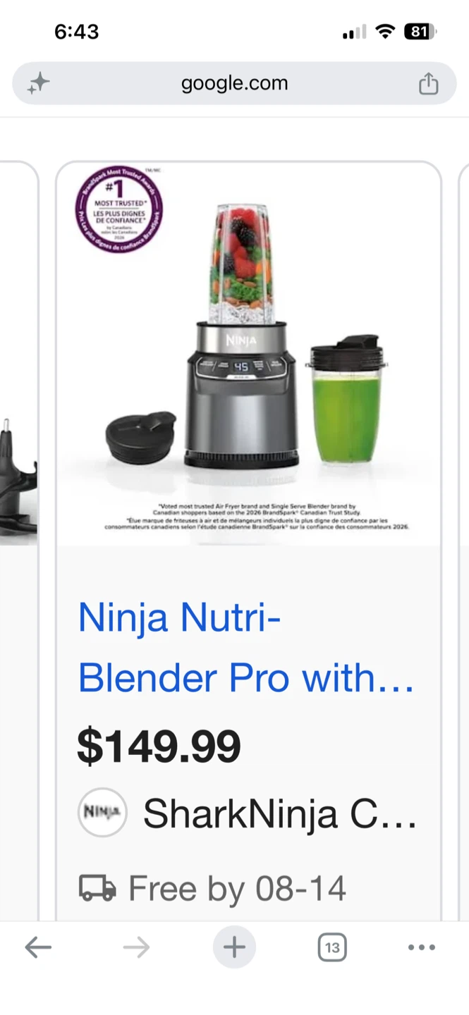Ninja Nutri-Blender Pro BN400C. normal price:$150 - photo 2