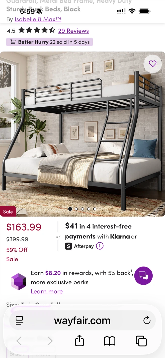 Twin Over Full Bunk Bed with Ladder & Guardrail - Black - photo 2