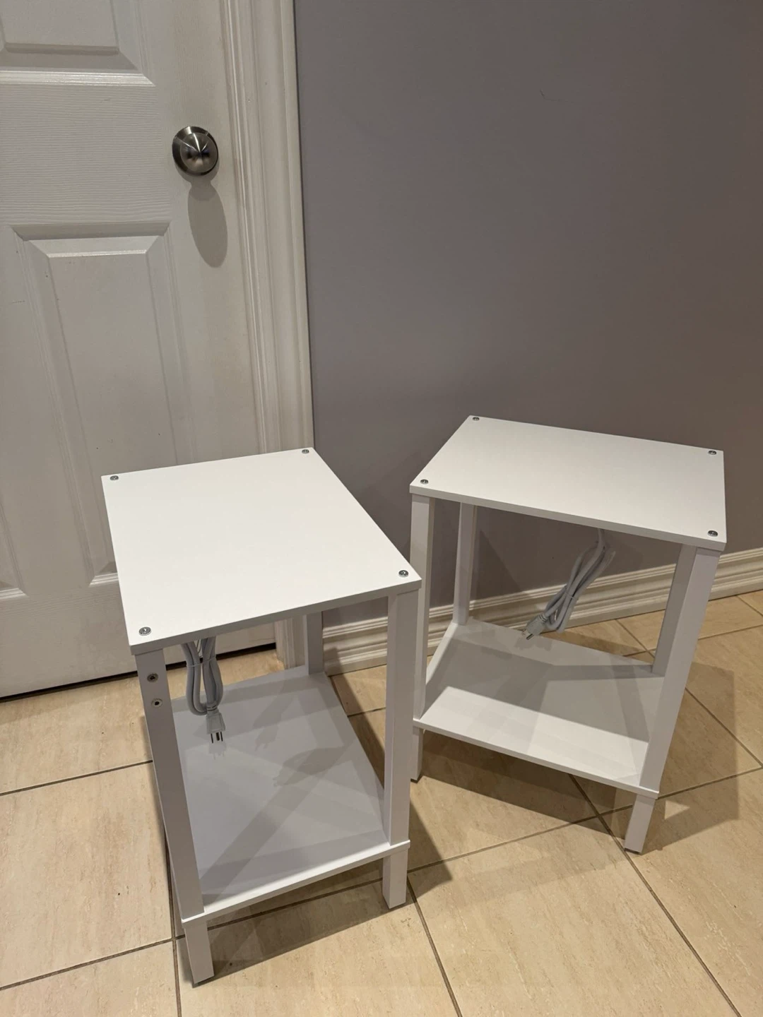 White End Table with Built-in Charging Station (Set of 2) - photo 2