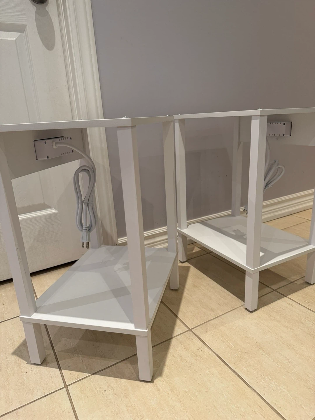 White End Table with Built-in Charging Station (Set of 2) - photo 3