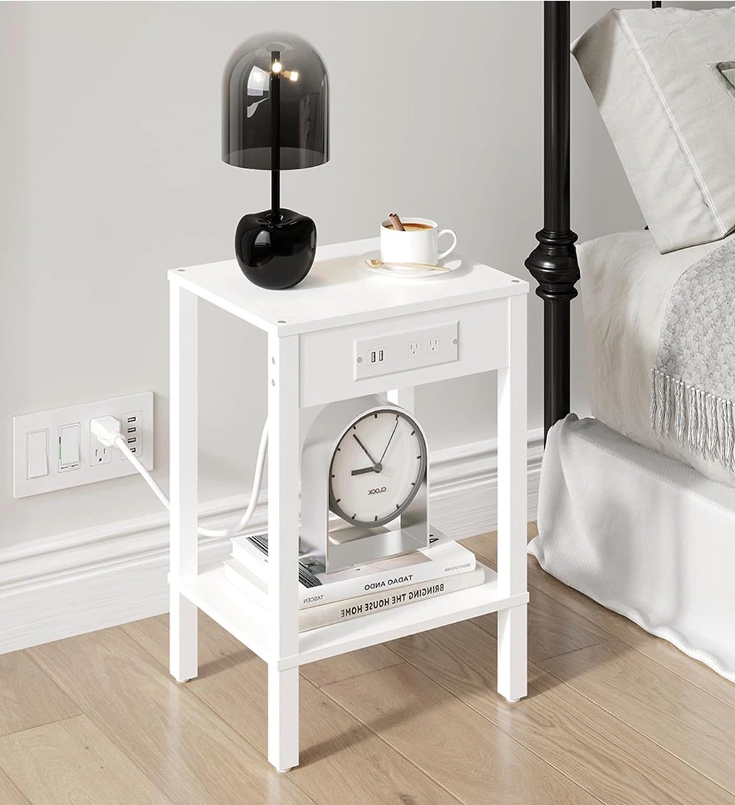 White End Table with Built-in Charging Station (Set of 2) - photo 4
