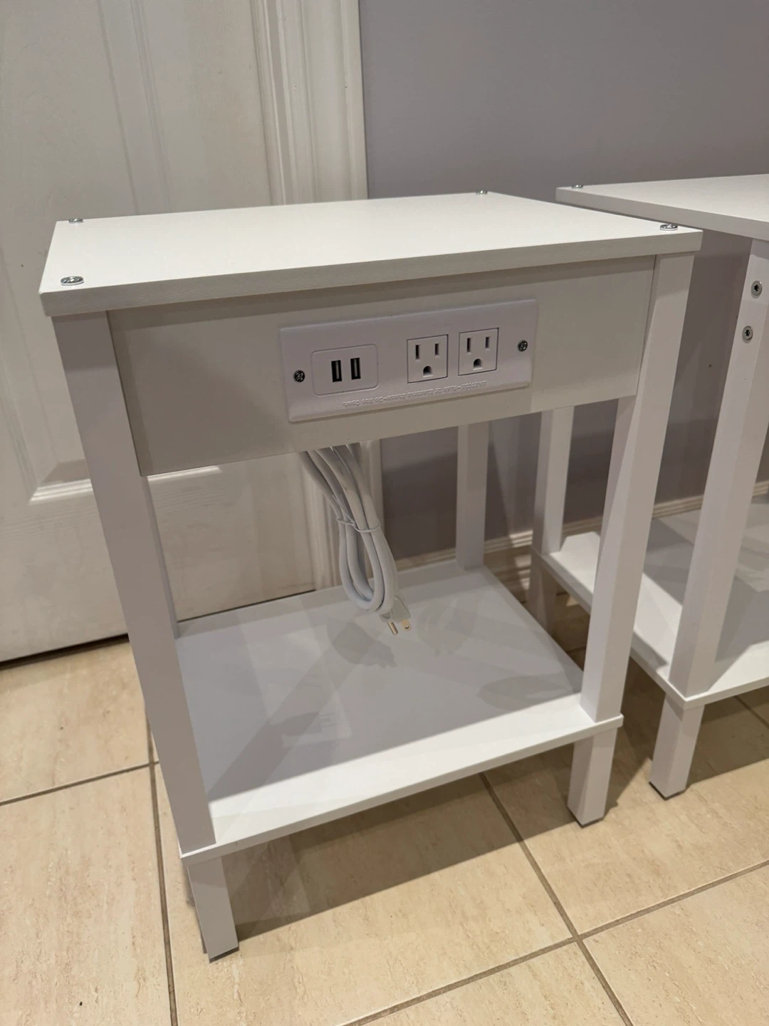 White End Table with Built-in Charging Station (Set of 2) - photo 5