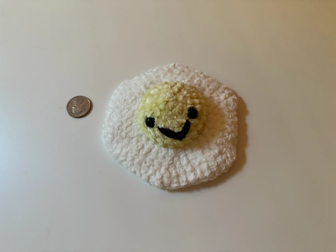 Crocheted Fried Egg Plushie