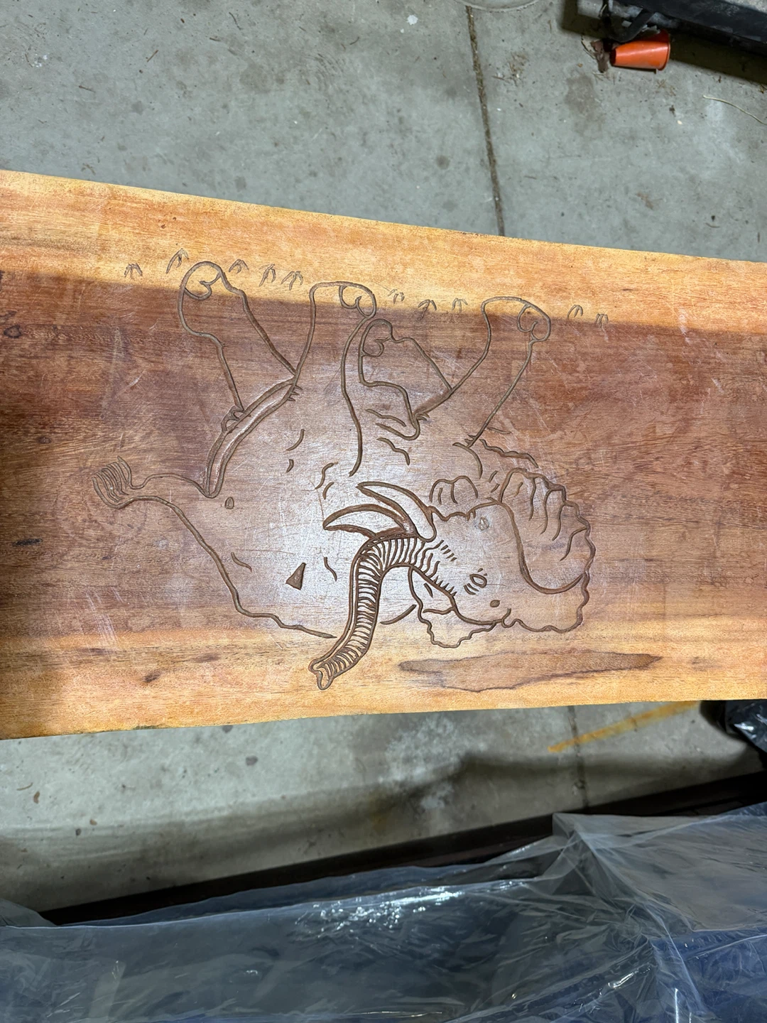 Carved Wooden Bench with Elephant Design - photo 4
