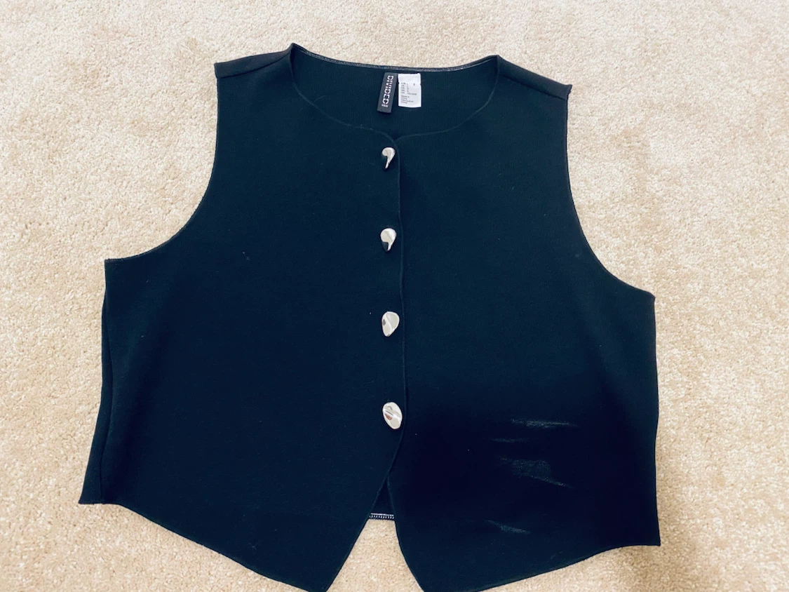 Divided Black Button-Up Vest