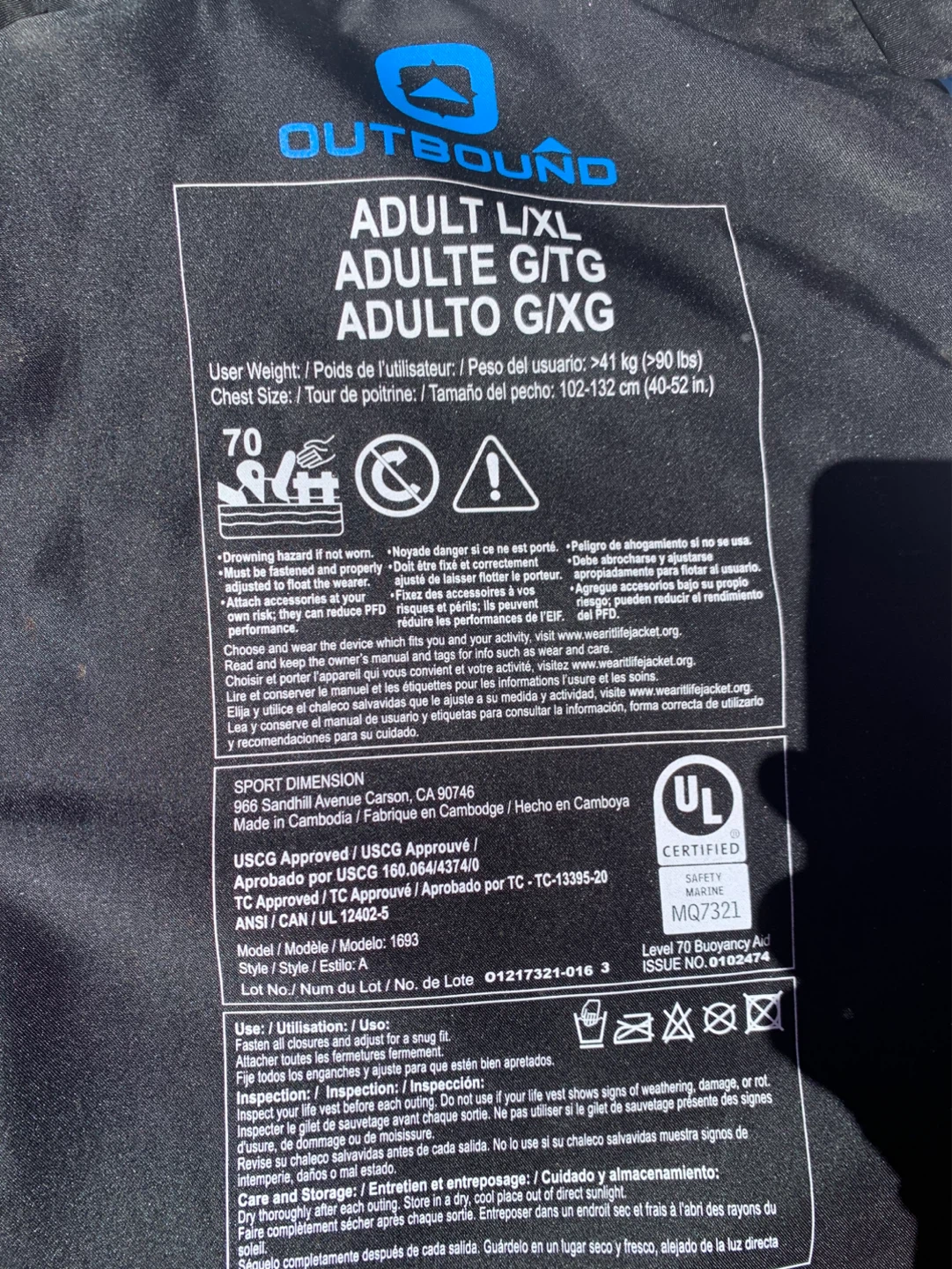 2 Outbound Adult L/XL Life Vest - photo 2