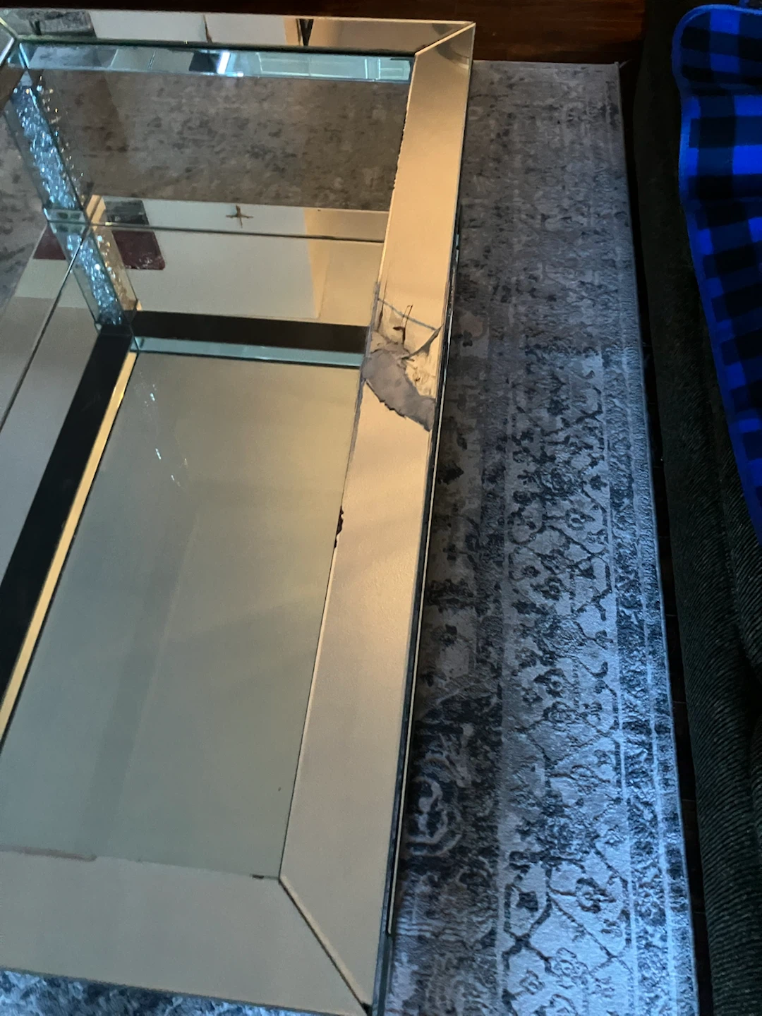 Mirrored Coffee Table with Faux Crystals - photo 3