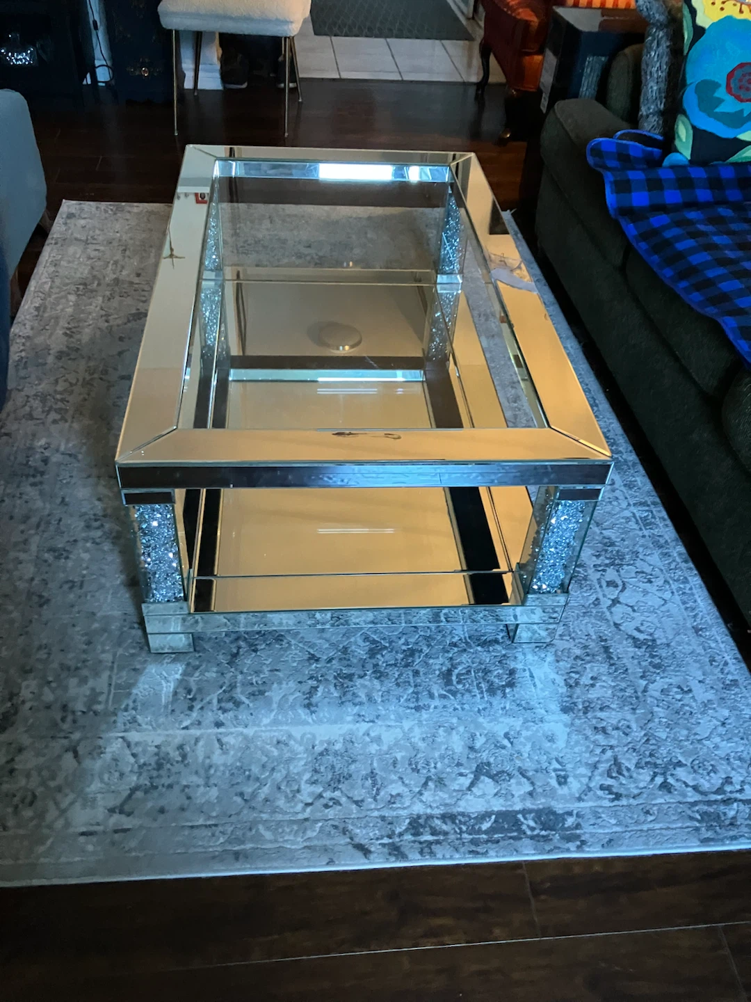Mirrored Coffee Table with Faux Crystals - photo 4