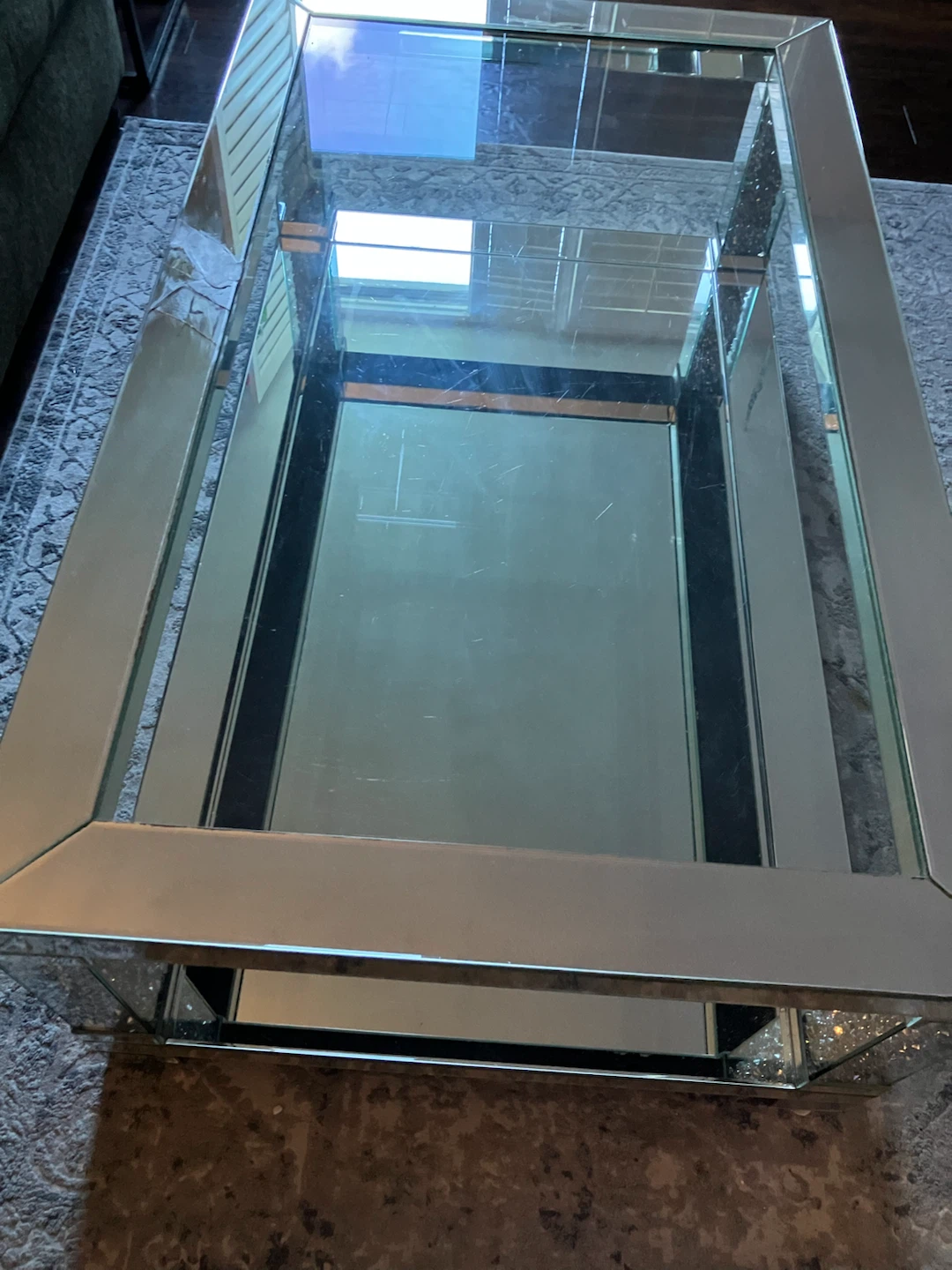 Mirrored Coffee Table with Faux Crystals - photo 5