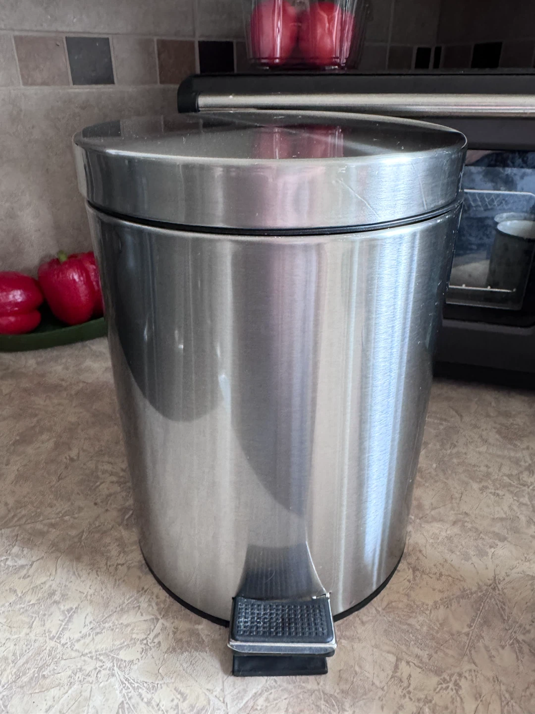 Small Brushed Stainless Steel Step Trash Can