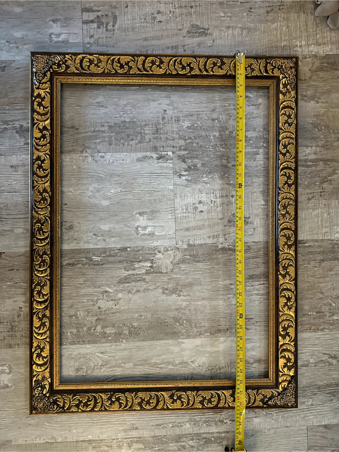 Ornate Gold and Dark Wood Picture Frame