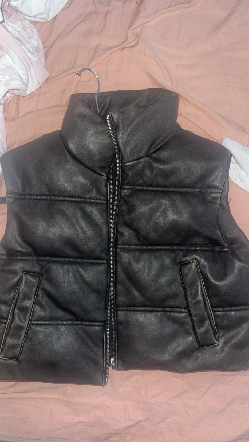 Leather Black Puffer Vest - Zara