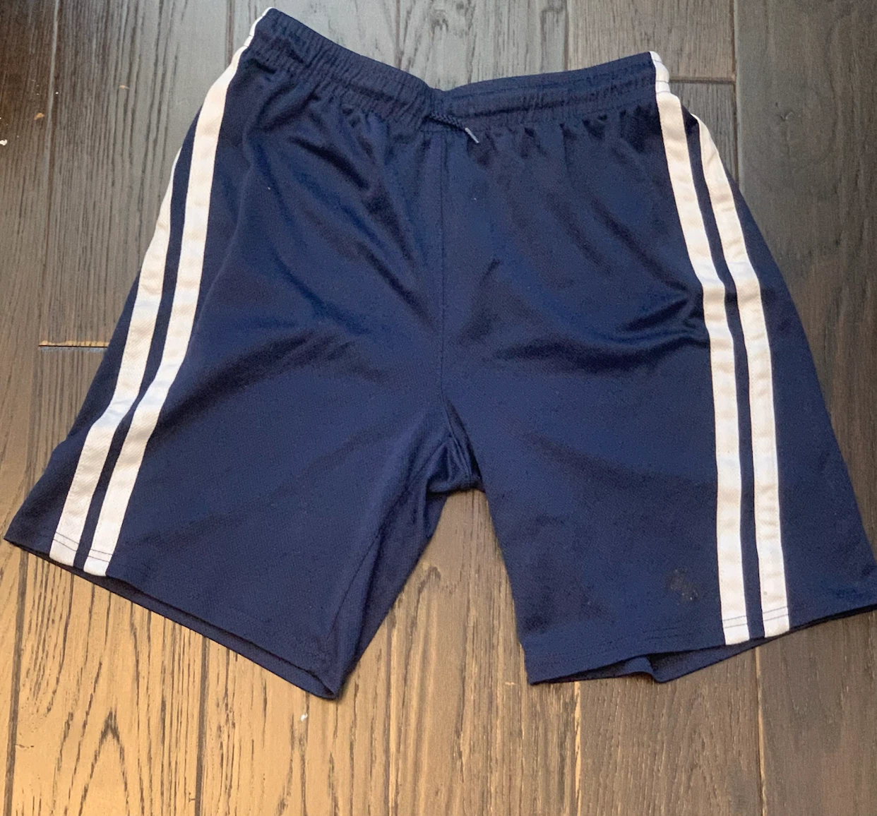 Navy Athletic Shorts with White Stripes