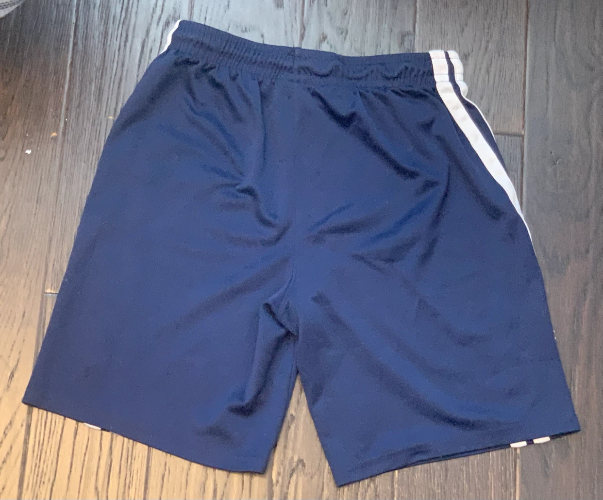 Navy Athletic Shorts with White Stripes - photo 2