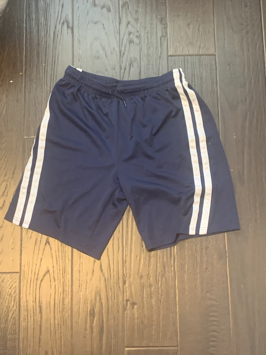Navy Athletic Shorts with White Stripes - photo 3