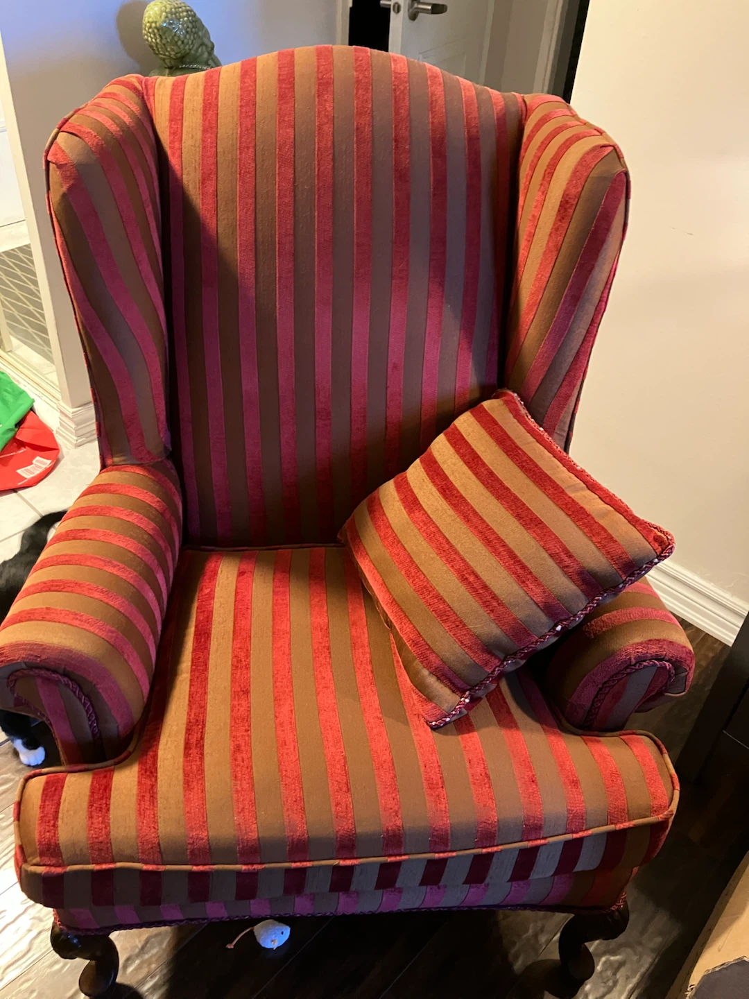 Striped Accent Chair with Pillow