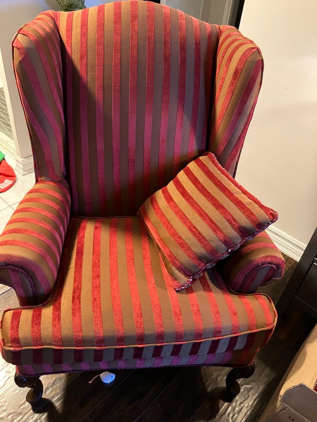 Striped Accent Chair with Pillow - photo 2