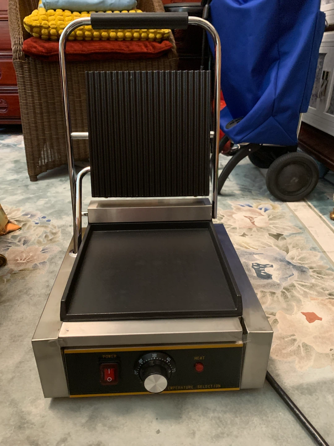 POPFOODEX 1800W Commercial Panini Press - 9"x9" Griddle - photo 4