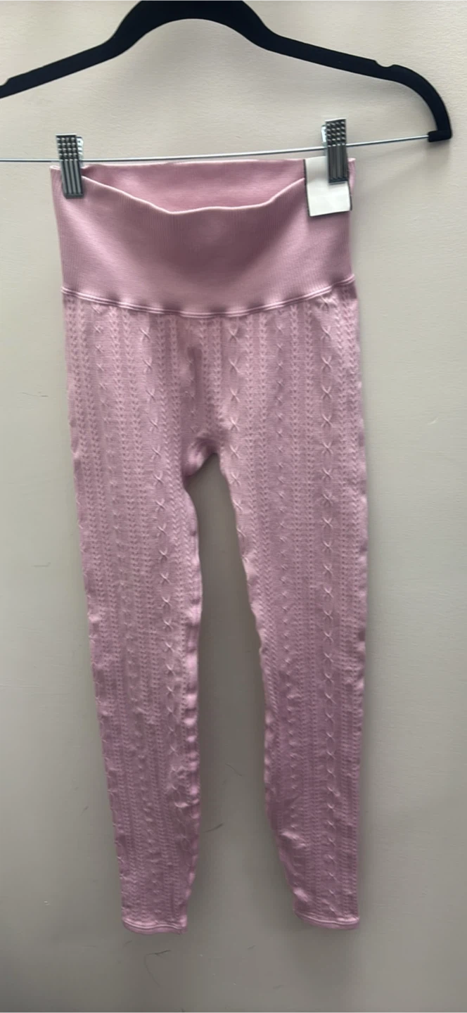 Light Pink Cable Knit Leggings - photo 2