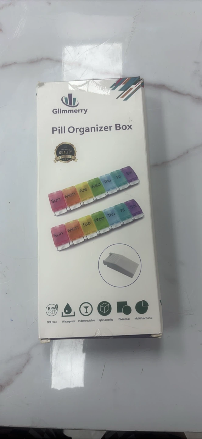 Glimmerry Large Weekly Pill Organizer Box