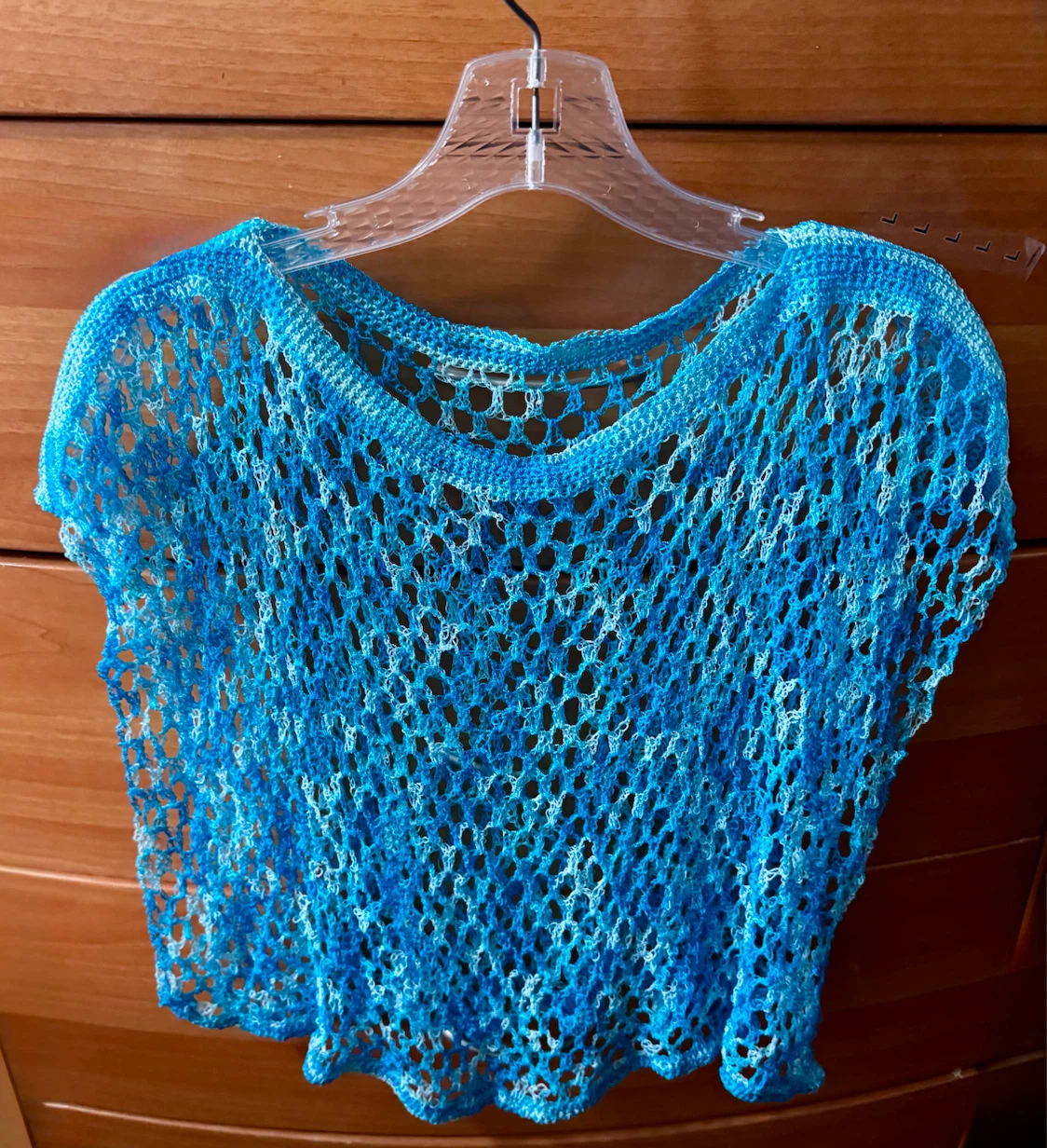Blue Crochet Net Top
