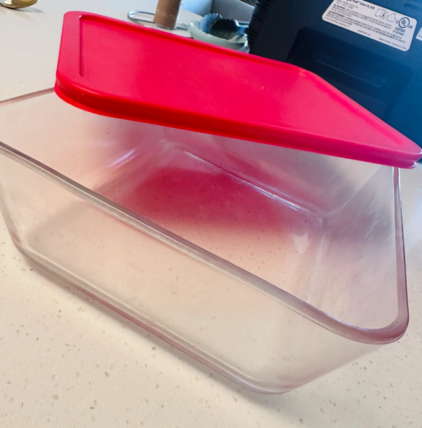 Glass Food Storage Container with Red Lid