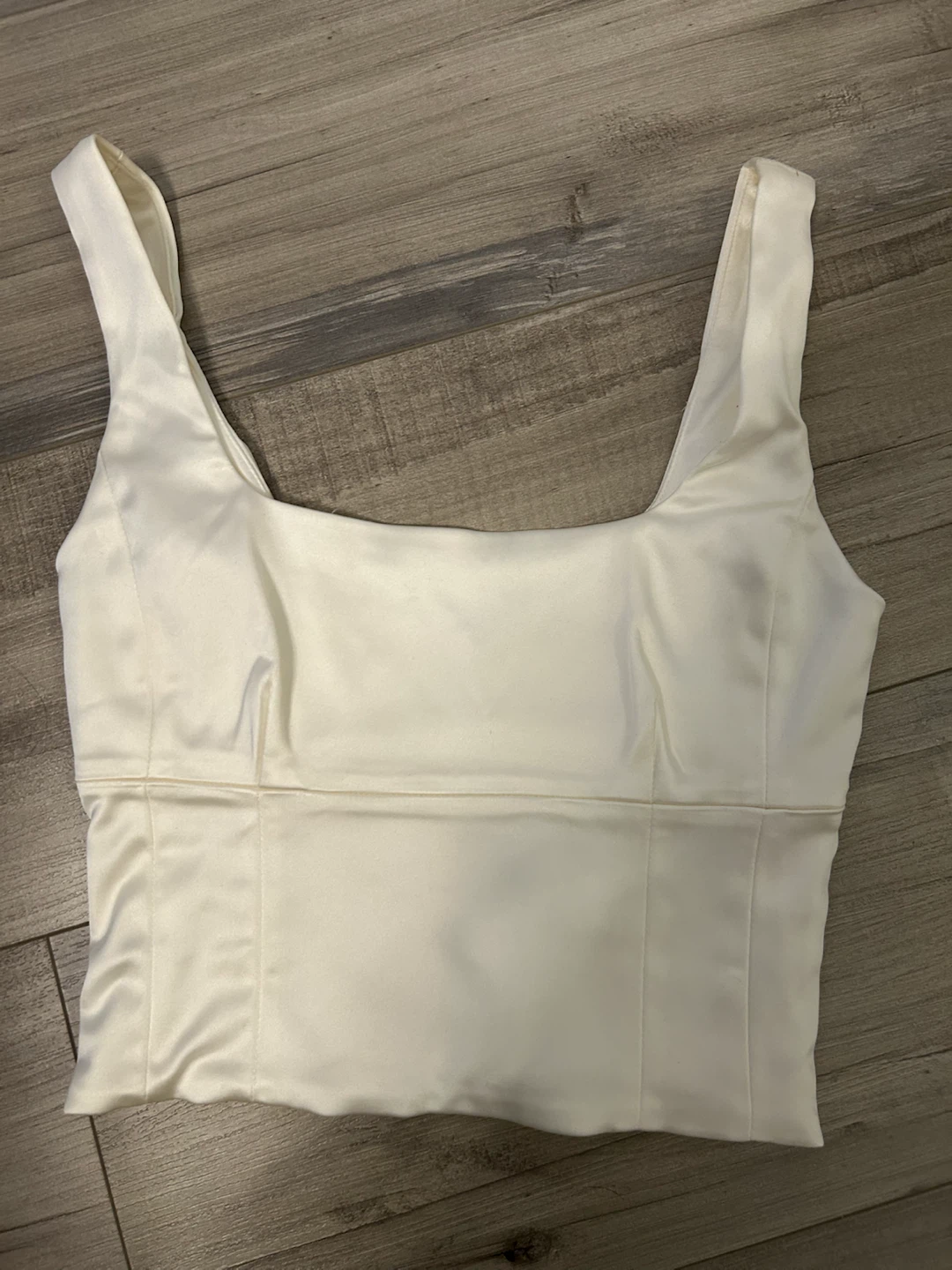 Wilfred Satin Square Neck Tank Top - Cream