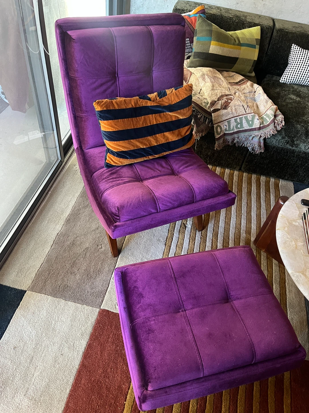 Mercer41 Velvet Accent Chair with Ottoman - photo 2